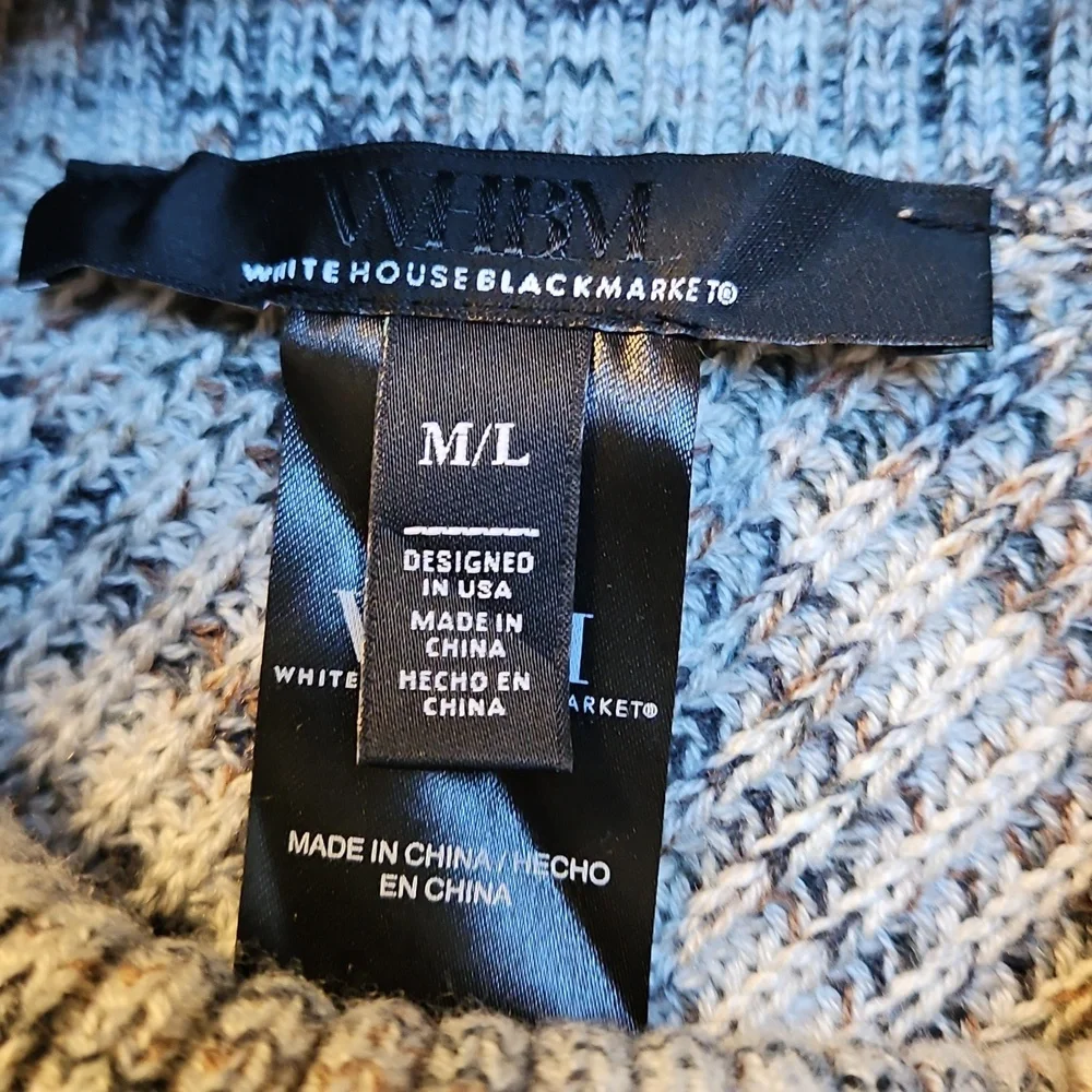 WHITE HOUSE BLACK MARKET Gray Cable Knit Poncho Style Women's Sweater - XL